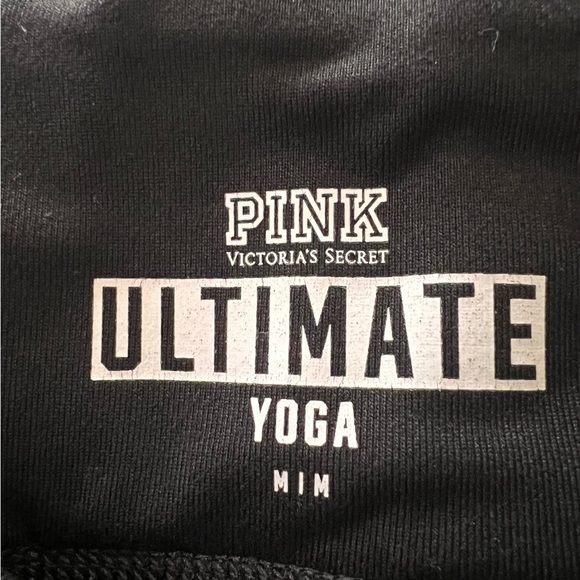 PINK Victoria's Secret Black and Blue Cropped Yoga Leggings Athletic Wear Size M - Picture 4 of 5